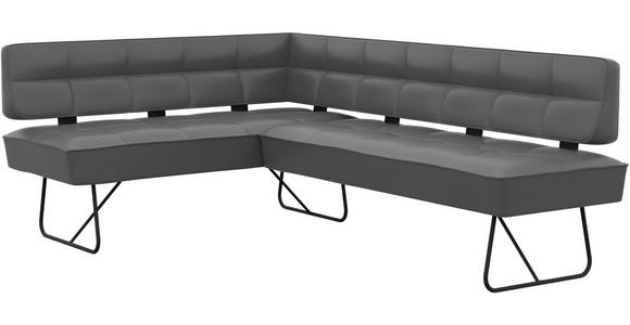 ECKBANK 165/207 cm  in Dunkelgrau  - Dunkelgrau/Schwarz, Design, Leder/Metall (165/207cm) - Moderano