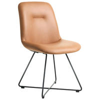 STUHL  in Edelstahl Lederlook (vegan) Metall, Textil  - Cognac/Schwarz, Basics, Textil/Metall (51/89/61cm) - Celina Home