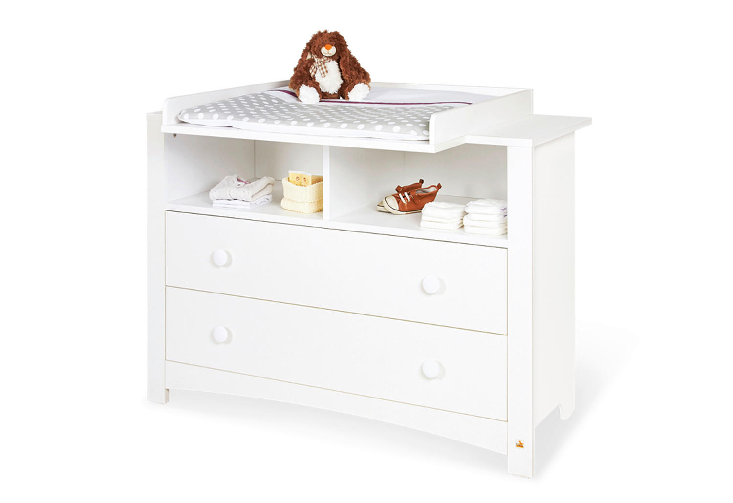 WICKELKOMMODE PINOLINO FLORENTINA Weiß  - Rosa/Weiß, ROMANTIK / LANDHAUS, Holzwerkstoff/Kunststoff (130/101/57-77cm) - Pinolino