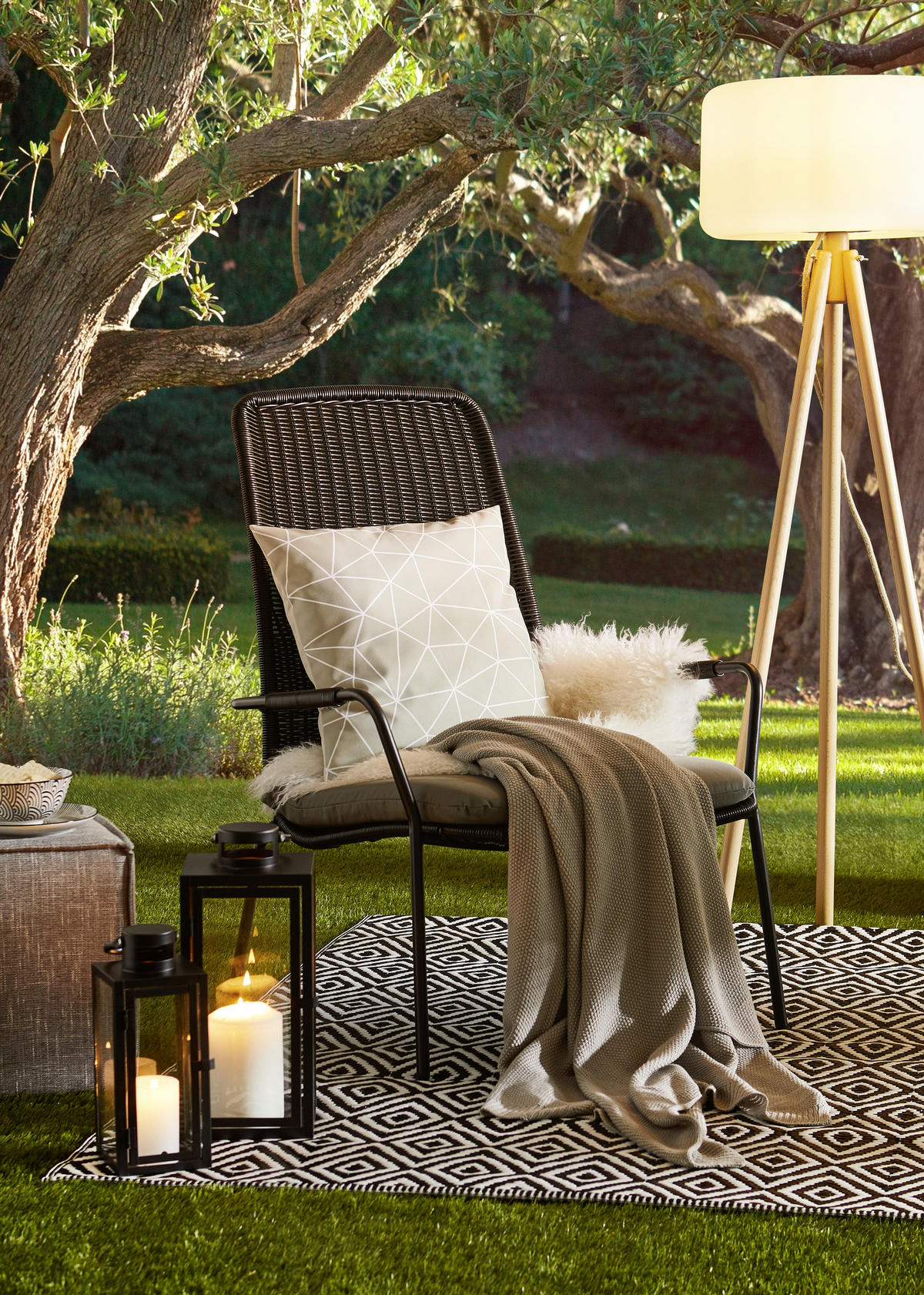 GARTEN-RELAXSESSEL Stahl  - Dunkelgrau/Schwarz, Design, Kunststoff/Textil (71/97/83cm) - Ambia Garden