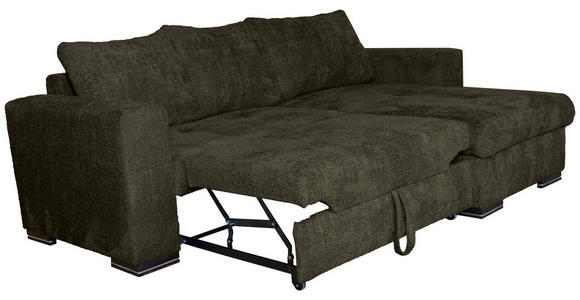 ECKSOFA Dunkelgrün Webstoff  - Dunkelgrün/Braun, KONVENTIONELL, Holz/Textil (170/235cm) - Carryhome