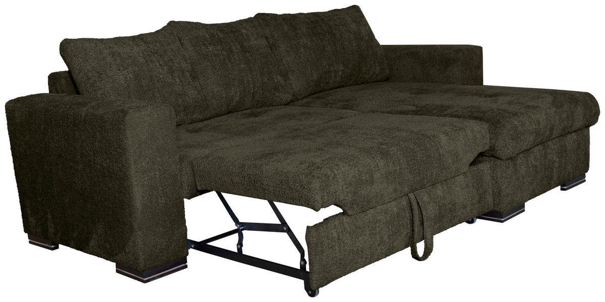 ECKSOFA Dunkelgrün Webstoff  - Dunkelgrün/Braun, KONVENTIONELL, Holz/Textil (170/235cm) - Carryhome