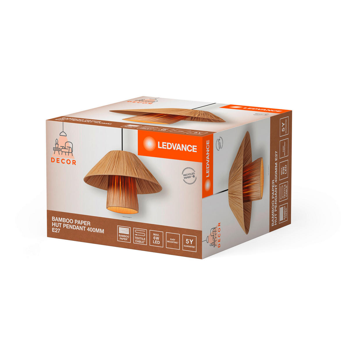 PENDELLEUCHTE 40/120 cm   - Braun, Natur, Naturmaterialien/Metall (40/120cm) - Ledvance
