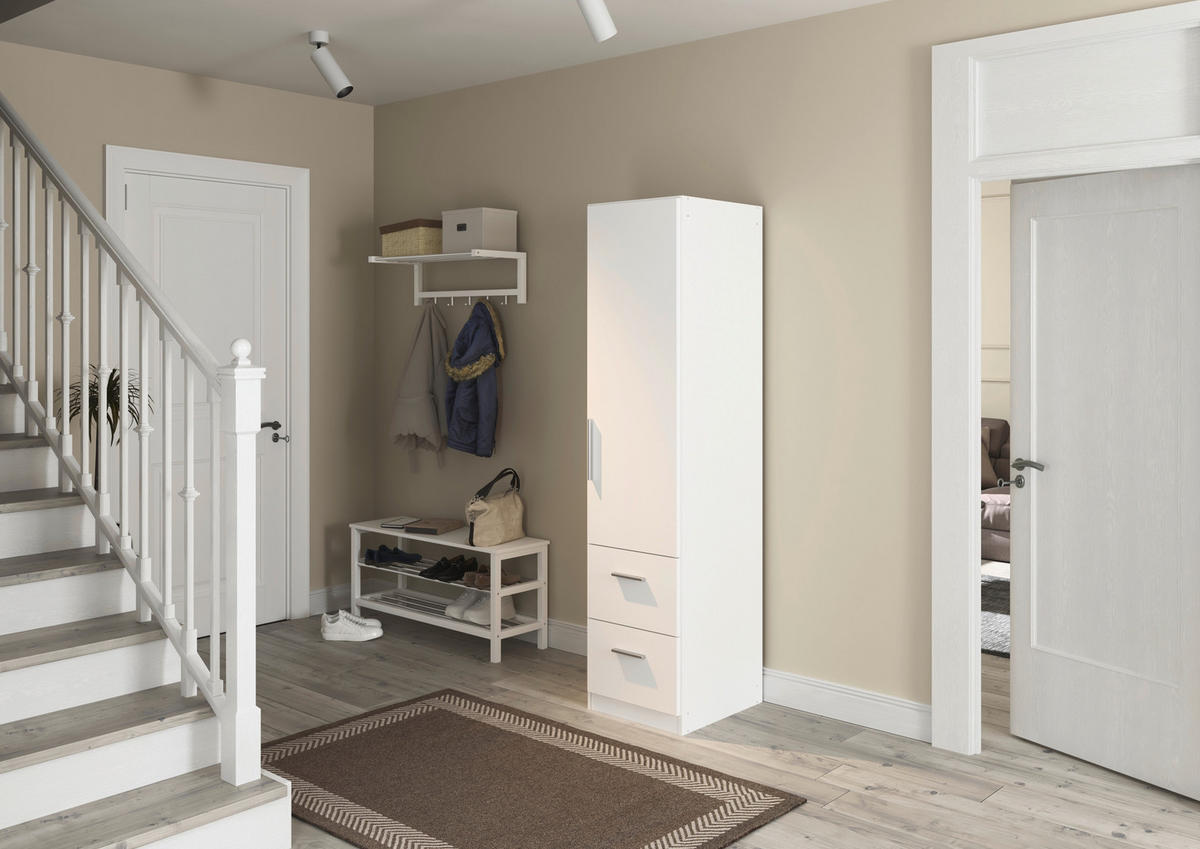 DREHTÜRENSCHRANK 47/197/54 cm,  in Weiß, 1-türig  - Alufarben/Weiß, KONVENTIONELL, Holzwerkstoff/Kunststoff (47/197/54cm) - home24