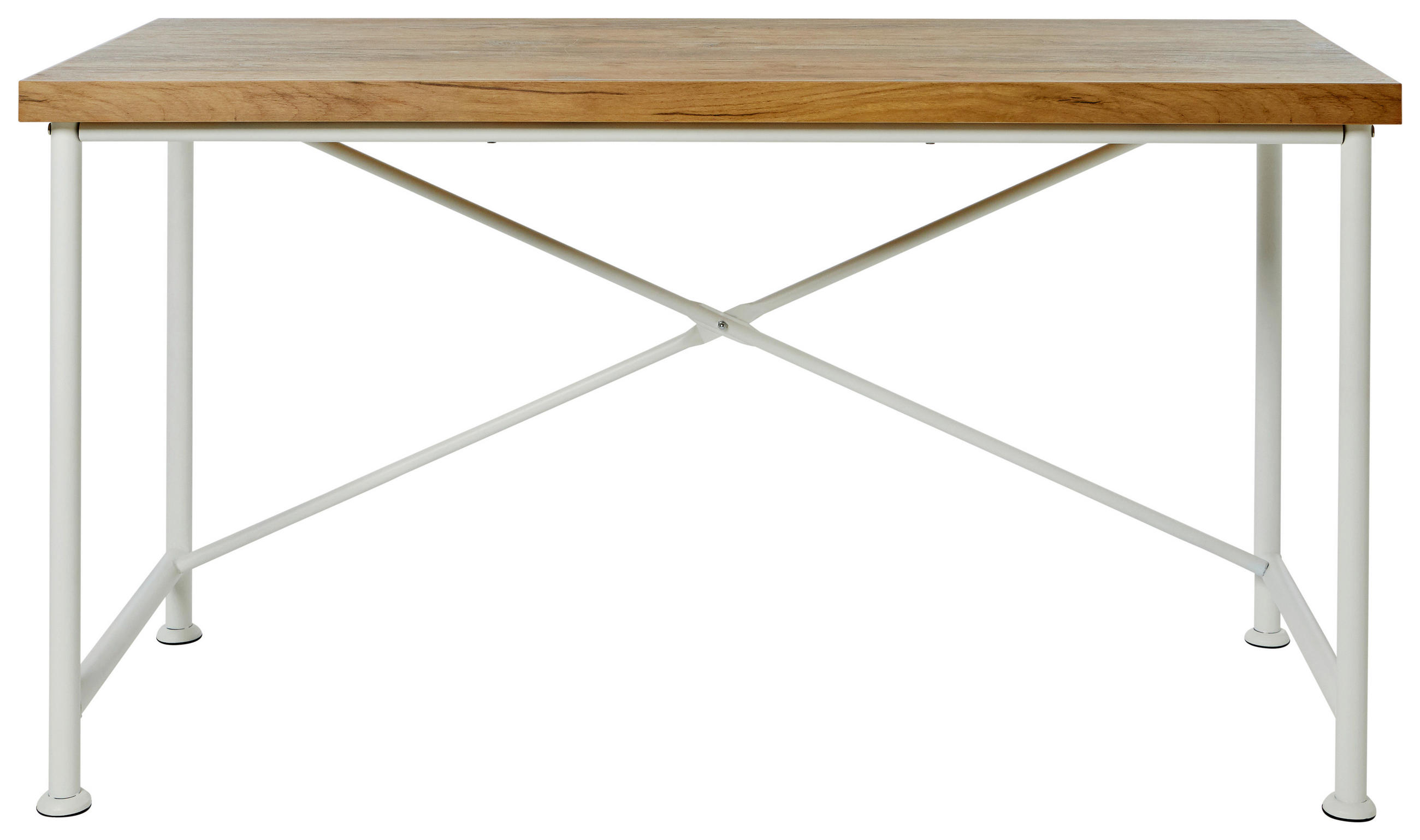 SCHREIBTISCH 140/60/75,5 cm  in Weiß, Eichefarben  - Eichefarben/Weiß, KONVENTIONELL, Metall (140/60/75,5cm) - Livetastic