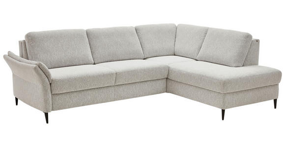ECKSOFA  in Webstoff Ecru  - Ecru/Schwarz, KONVENTIONELL, Textil/Metall (277/201cm) - Dieter Knoll