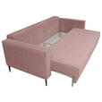 SCHLAFSOFA Cord Rosa  - Schwarz/Rosa, KONVENTIONELL, Textil/Metall (222/93/98cm) - Carryhome