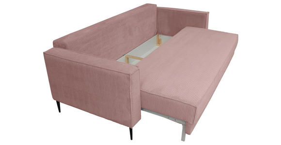 SCHLAFSOFA Cord Rosa  - Schwarz/Rosa, KONVENTIONELL, Textil/Metall (222/93/98cm) - Carryhome