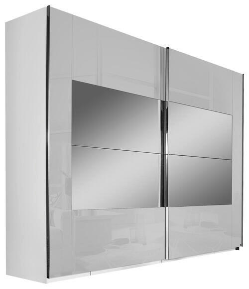 SCHWEBETÜRENSCHRANK  in Hellgrau  - Chromfarben/Hellgrau, Design, Glas/Holzwerkstoff (271/223/68cm) - Xora