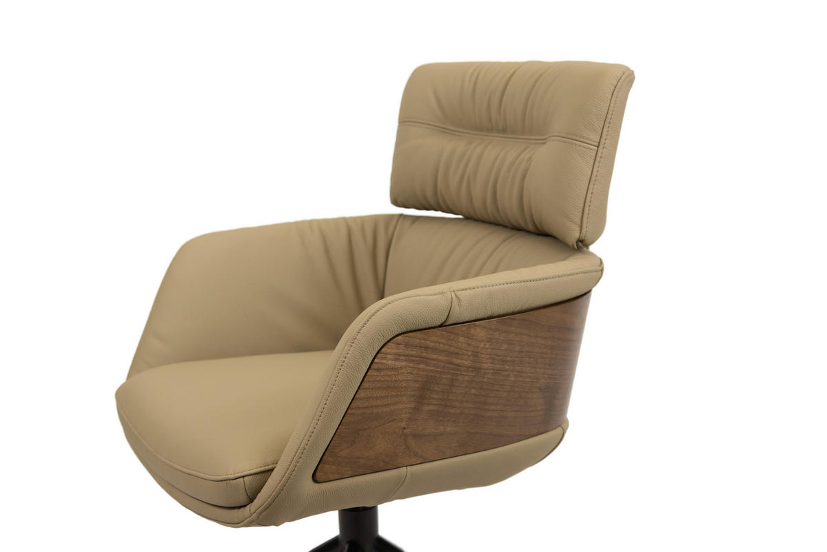 STOL MED ARMSTÖD järn äkta läder pigmenterad  - valnötsfärgad/svart, Design, metall/läder (62/92/66cm) - Dieter Knoll