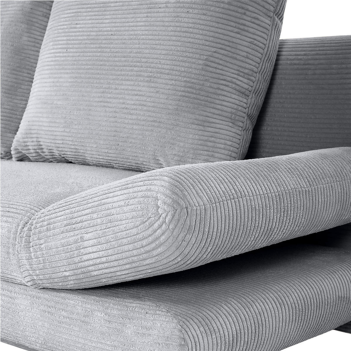 SCHLAFSOFA Cord Hellgrau  - Hellgrau/Schwarz, KONVENTIONELL, Textil/Metall (200/78/95cm) - home24