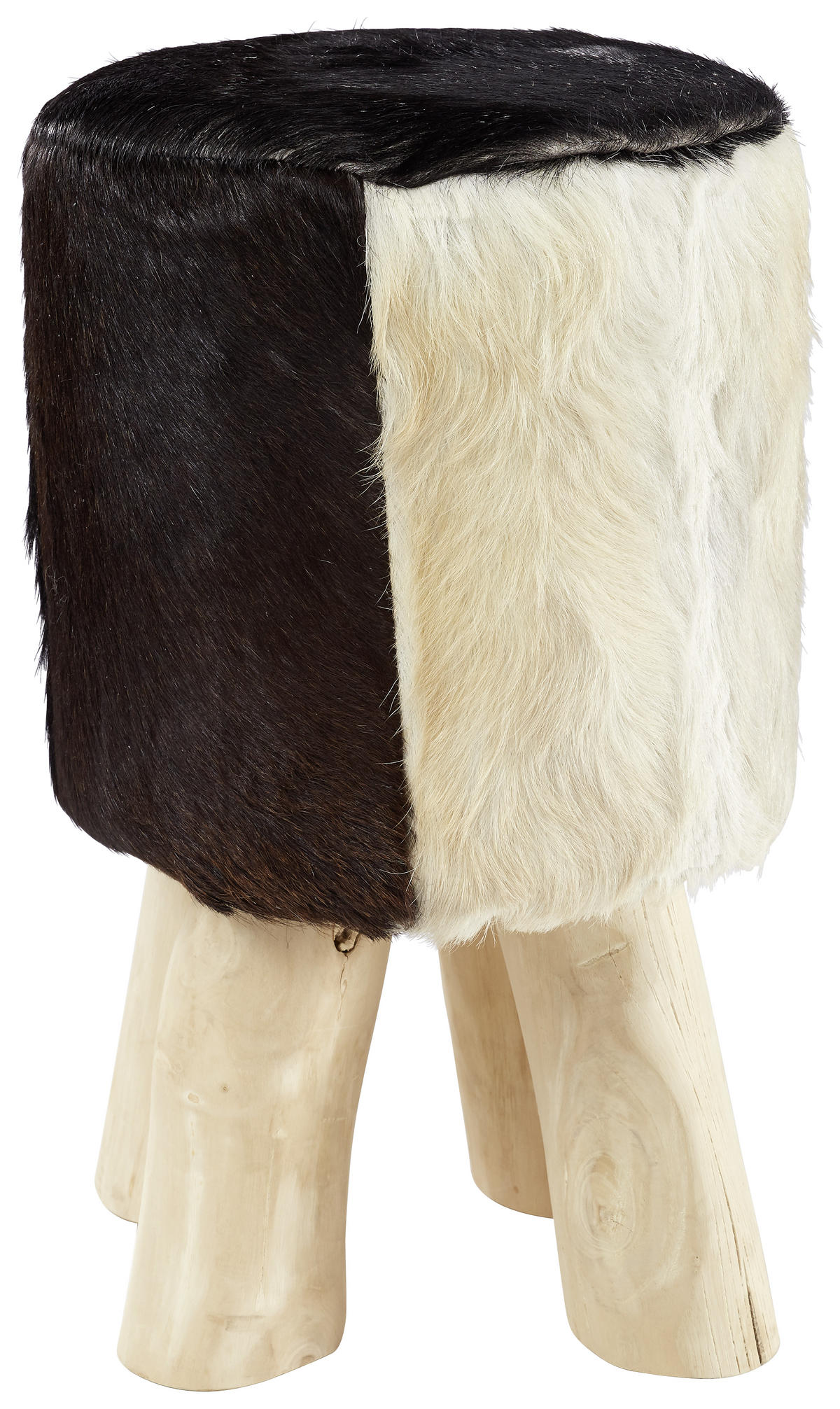 HOCKER Echtleder Teakholz Braun, Naturfarben, Weiß  - Naturfarben/Braun, LIFESTYLE, Leder/Holz (32/50/32cm) - Landscape