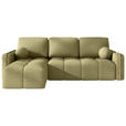 ECKSOFA Hellgrün Flachgewebe Zierkissen, Rückenkissen, Bettkasten, Schlaffunktion, Rücken echt, Liegefläche im Originalstoff  - Schwarz/Hellgrün, MODERN, Kunststoff/Textil (142/240cm) - Carryhome