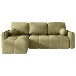 ECKSOFA Hellgrün Flachgewebe Zierkissen, Rückenkissen, Bettkasten, Schlaffunktion, Rücken echt, Liegefläche im Originalstoff  - Schwarz/Hellgrün, MODERN, Kunststoff/Textil (142/240cm) - Carryhome