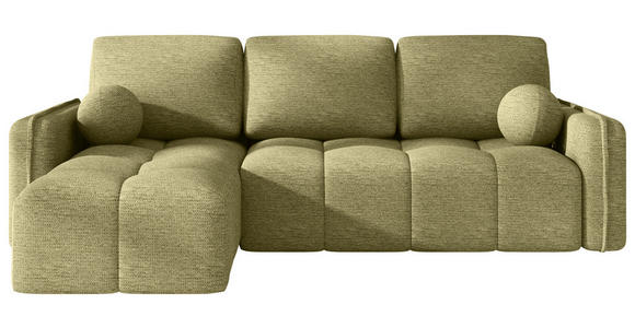 ECKSOFA Hellgrün Flachgewebe Zierkissen, Rückenkissen, Bettkasten, Schlaffunktion, Rücken echt, Liegefläche im Originalstoff  - Schwarz/Hellgrün, MODERN, Kunststoff/Textil (142/240cm) - Carryhome
