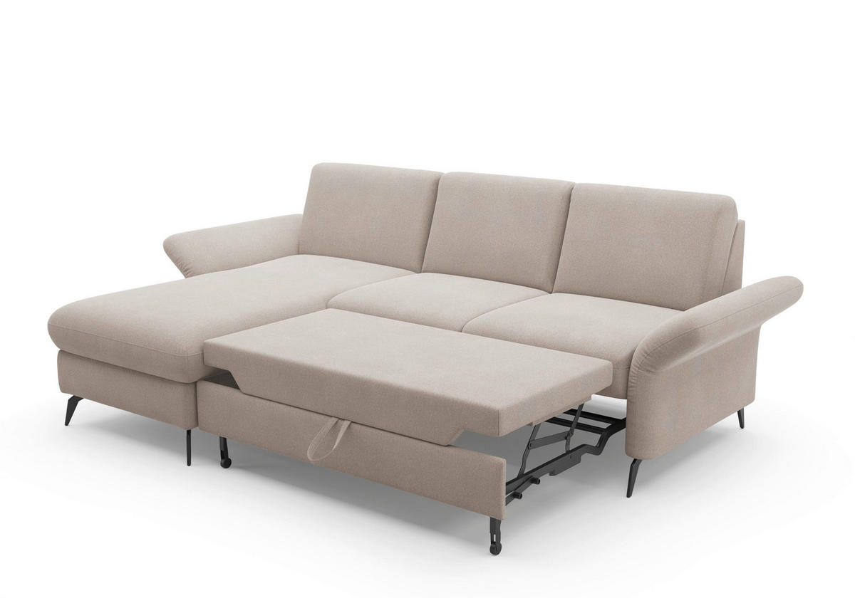 ECKSOFA ROCHELLE E Greige Flachgewebe  - Greige/Schwarz, KONVENTIONELL, Textil/Metall (164/251cm) - Sit & More