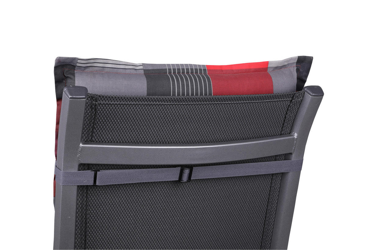 SESSELAUFLAGENSET Karo  - Dunkelgrau/Rot, Basics, Textil (50/7/120cm)
