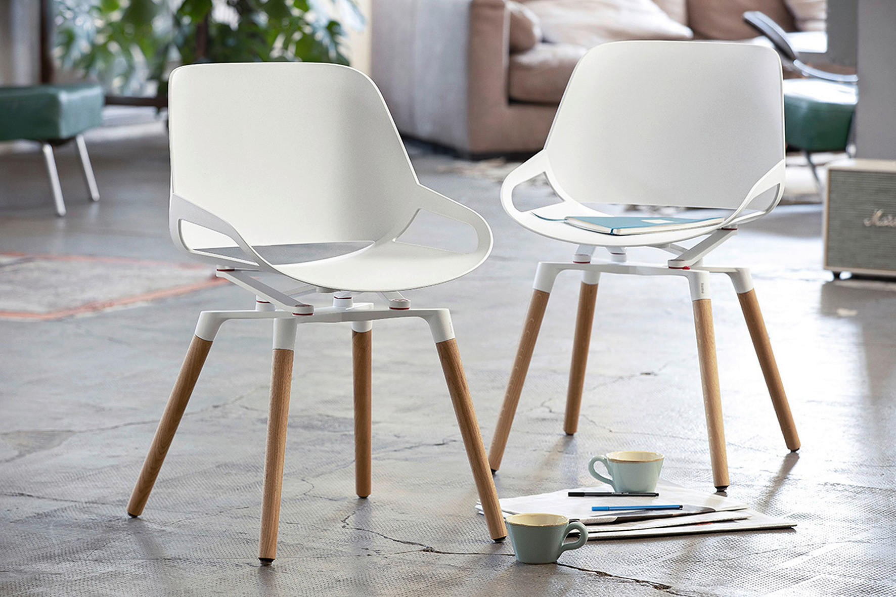 BESUCHERSTUHL Weiß, Eichefarben  - Eichefarben/Weiß, Basics, Holz/Kunststoff (50/72/52cm) - Aeris