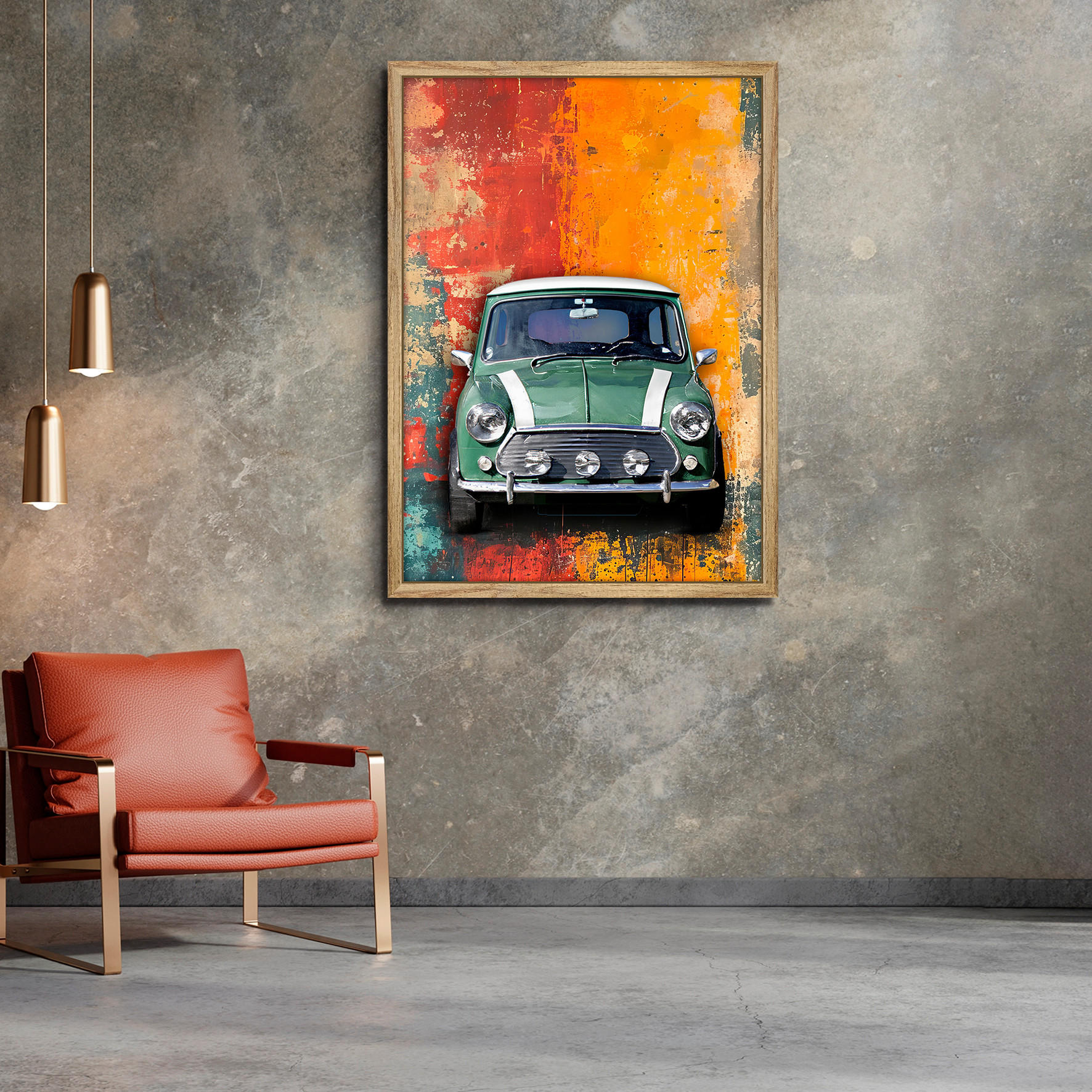 KUNSTDRUCK Fahrzeuge, Vintage 80/110 cm  - Eichefarben/Multicolor, LIFESTYLE, Glas/Holzwerkstoff (80/110cm) - Monee