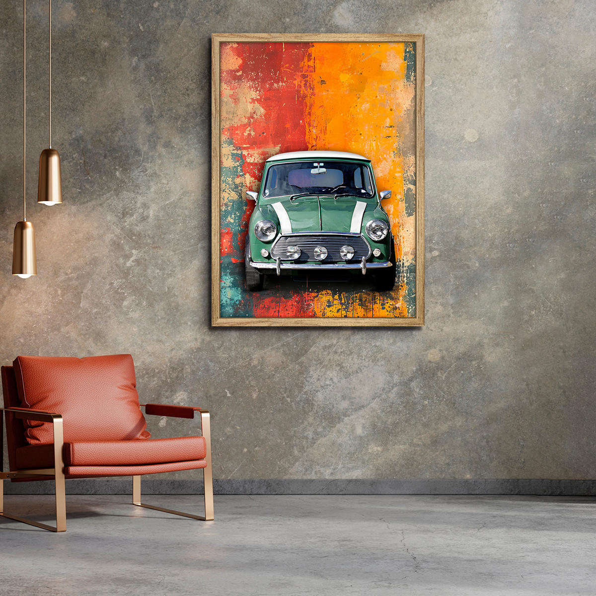 KUNSTDRUCK Fahrzeuge, Vintage 80/110 cm  - Eichefarben/Multicolor, LIFESTYLE, Glas/Holzwerkstoff (80/110cm) - Monee