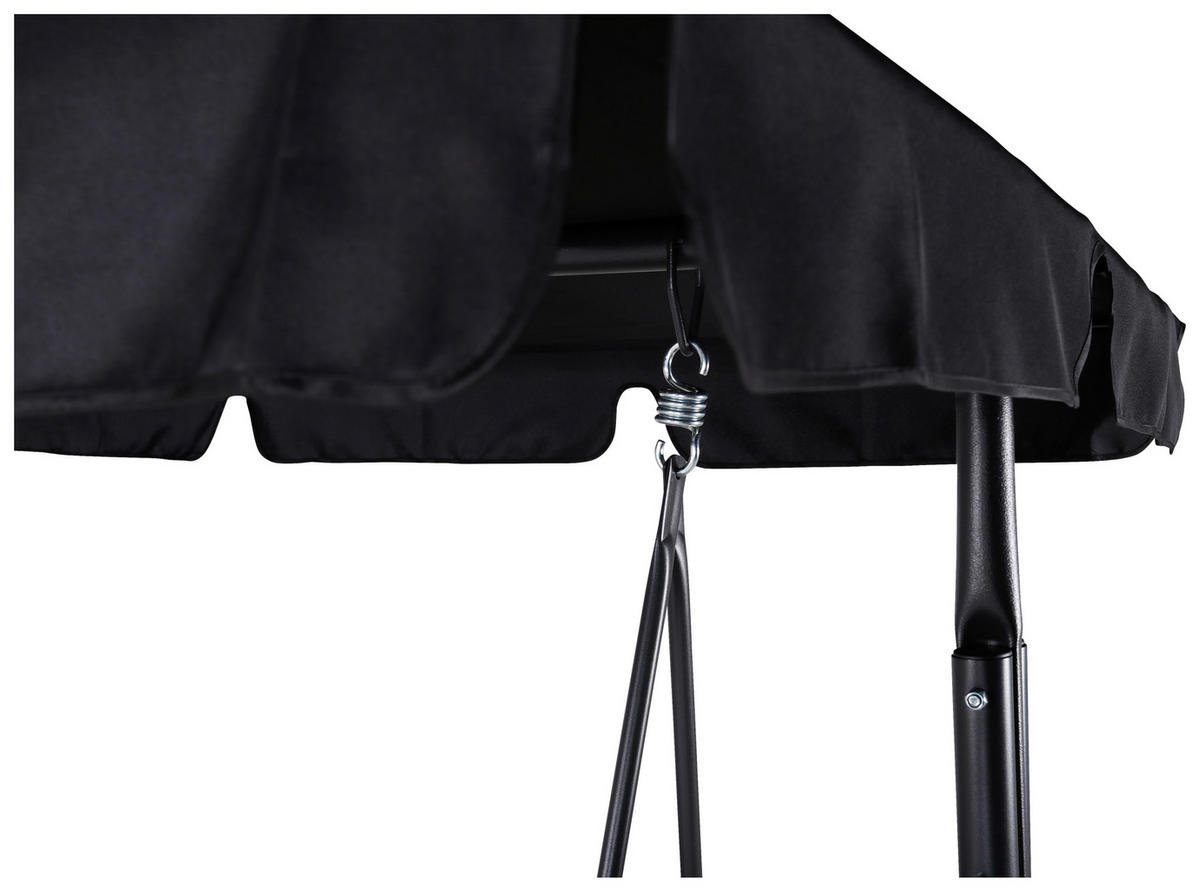 HOLLYWOODSCHAUKEL 204/163/130 cm  - Schwarz, KONVENTIONELL, Textil/Metall (204/163/130cm) - Gardenson