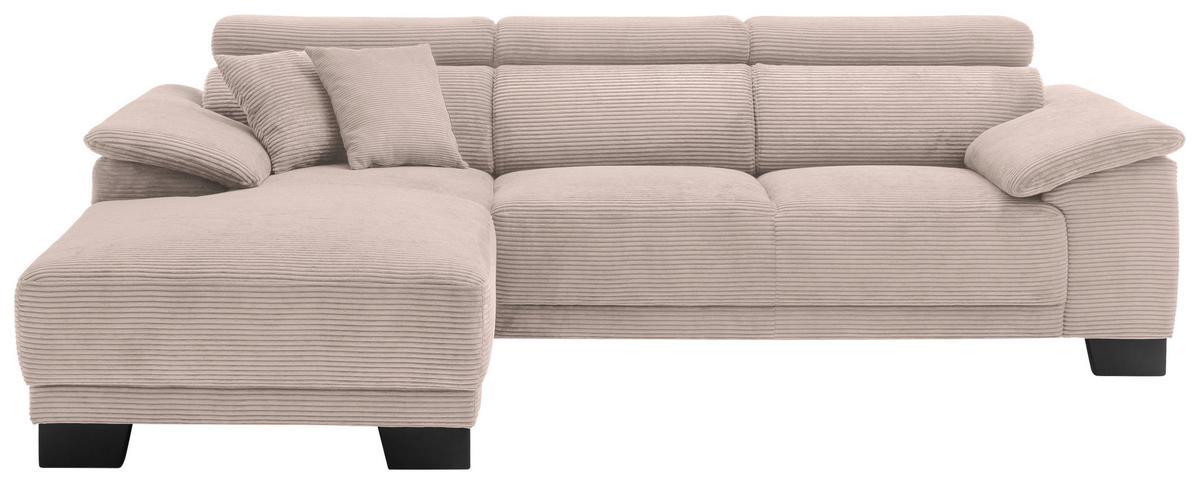 ECKSOFA in Cord Taupe  - Taupe/Schwarz, Design, Holz/Textil (174/270cm) - Pure Home Lifestyle