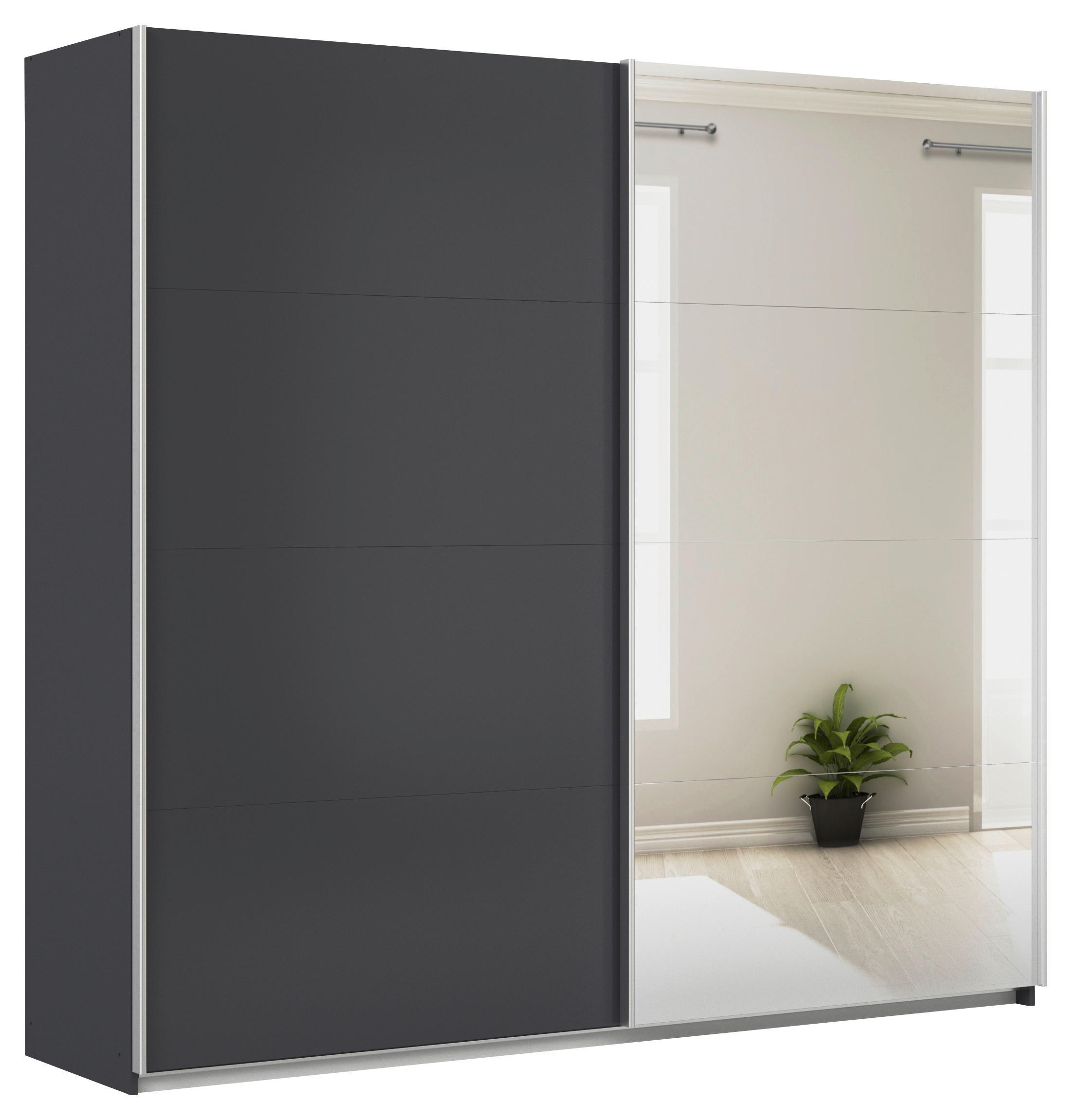 Schwebetürenschrank + Spiegel B: 225cm Feldkirch Grau