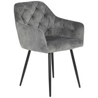 ARMLEHNSTUHL-SET 2 Stück  in Stahl Samt, Velours  - Schwarz/Grau, MODERN, Textil/Metall (56/81/62cm) - MID.YOU