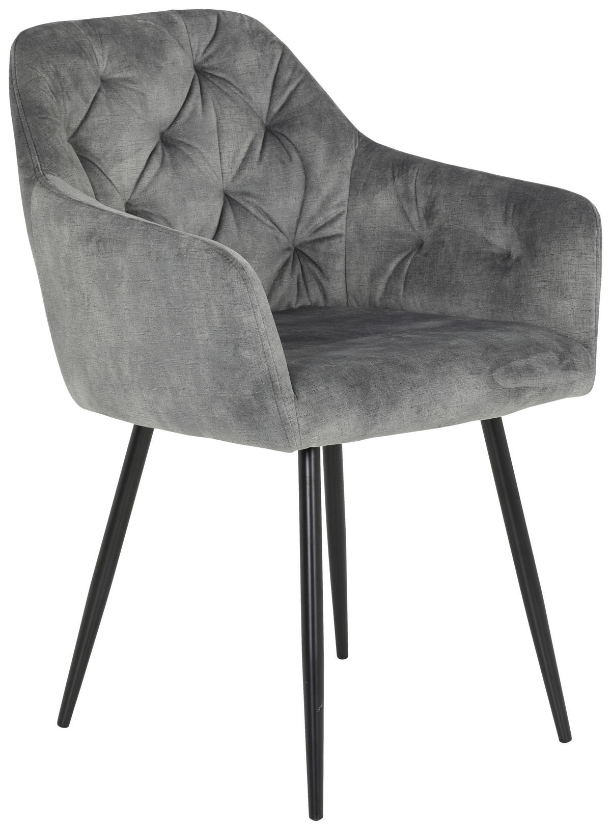 ARMLEHNSTUHL-SET 2 Stück  in Stahl Samt, Velours  - Schwarz/Grau, MODERN, Textil/Metall (56/81/62cm) - MID.YOU