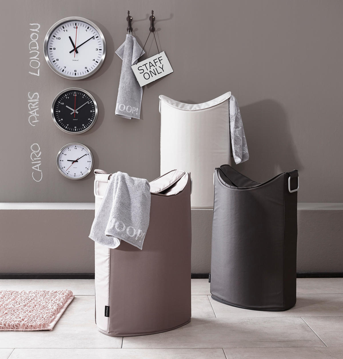 WÄSCHESAMMLER - Anthrazit, Basics, Textil/Metall (45/67/28cm) - Blomus