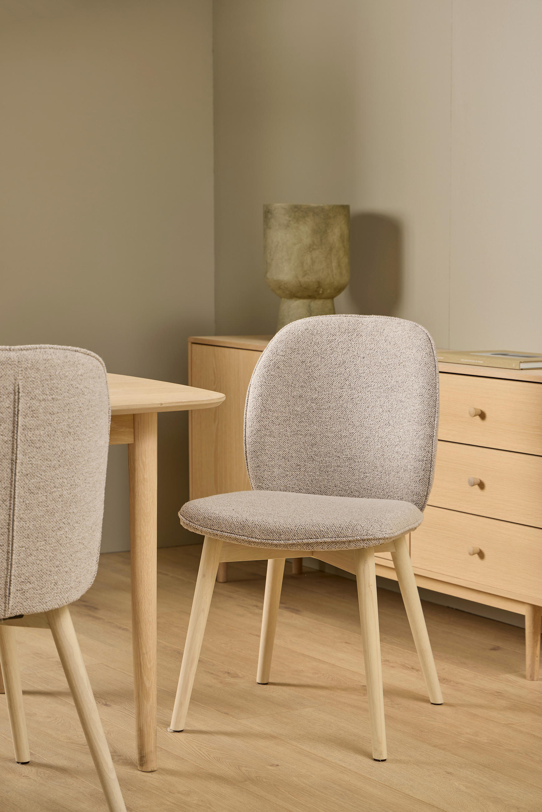 STUHL Bouclé  - Eiche Bianco, Design, Holz/Textil (49/89/56cm) - MID.YOU