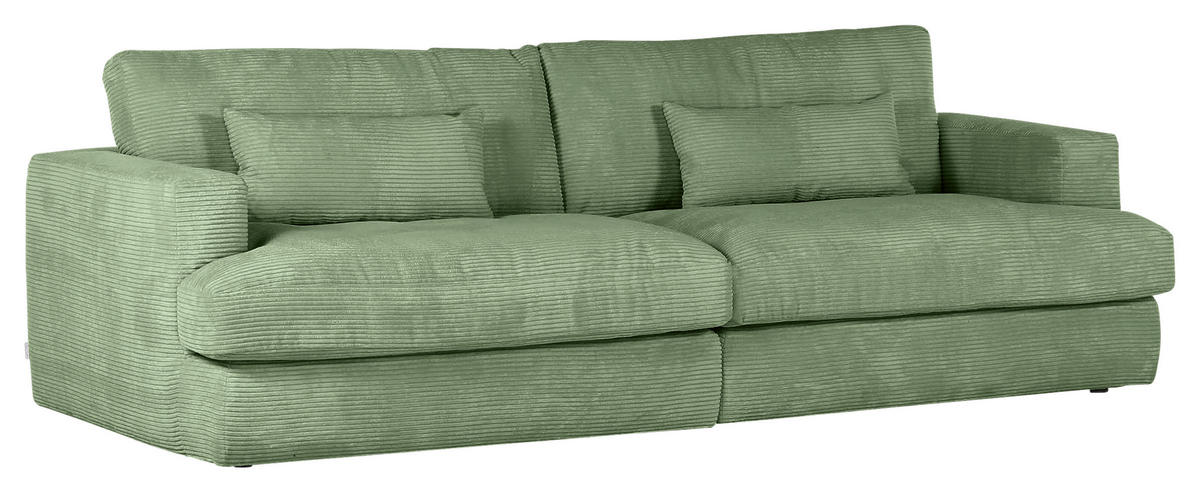 BIGSOFA in Cord Olivgrün  - Schwarz/Olivgrün, Romantik / Landhaus, Kunststoff/Textil (270/67/120cm) - Landscape