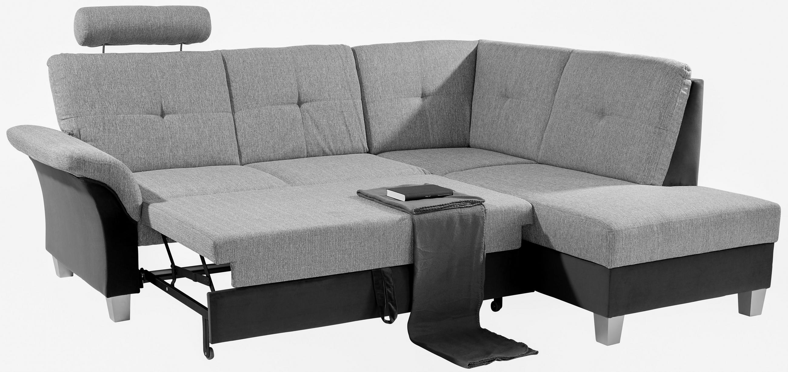ECKSOFA Dunkelbraun, Beige Webstoff  - Dunkelbraun/Beige, KONVENTIONELL, Holz/Textil (245/196cm) - Livetastic