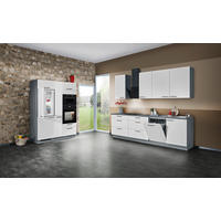 KÜCHENLEERBLOCK  150/280 cm  in Weiß, Eiche grau  - Edelstahlfarben/Eiche grau, Design, Holzwerkstoff/Metall (150/280cm) - Welnova