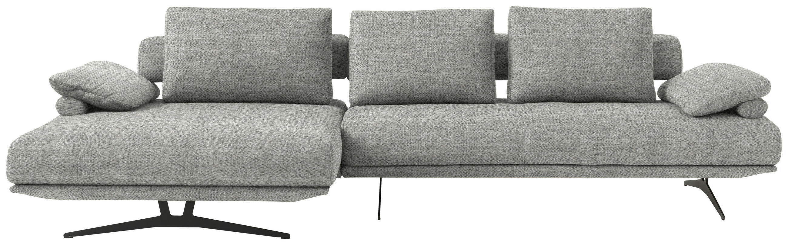 ECKSOFA in Chenille Hellgrau  - Hellgrau/Schwarz, Design, Textil/Metall (168/334cm) - Dieter Knoll