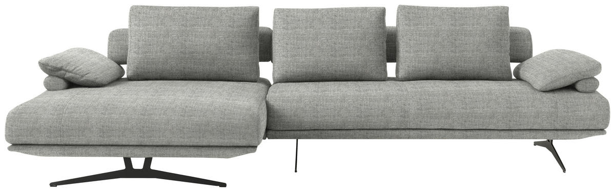 ECKSOFA in Chenille Hellgrau  168/334 cm  - Hellgrau/Schwarz, Design, Textil/Metall (168/334cm) - Dieter Knoll