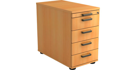 ANSTELLCONTAINER 42,8/72-76/80 cm  - Buchefarben/Alufarben, KONVENTIONELL, Holzwerkstoff/Kunststoff (42,8/72-76/80cm) - Venda