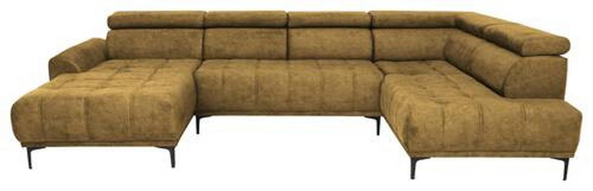 WOHNLANDSCHAFT in Velours Gelb, Goldfarben  - Gelb/Goldfarben, Design, Textil/Metall (172/340/191cm) - Stylife
