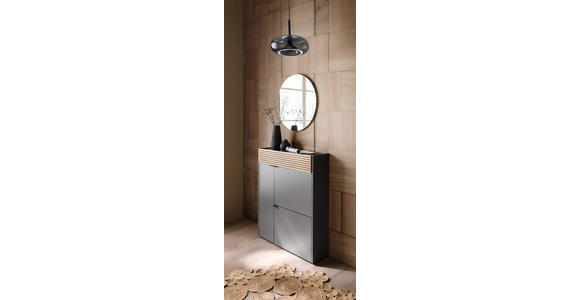 GARDEROBE 2-teilig in 83/200/22 cm - Eichefarben/Graphitfarben, Design, Glas/Holzwerkstoff (83/200/22cm) - Voleo