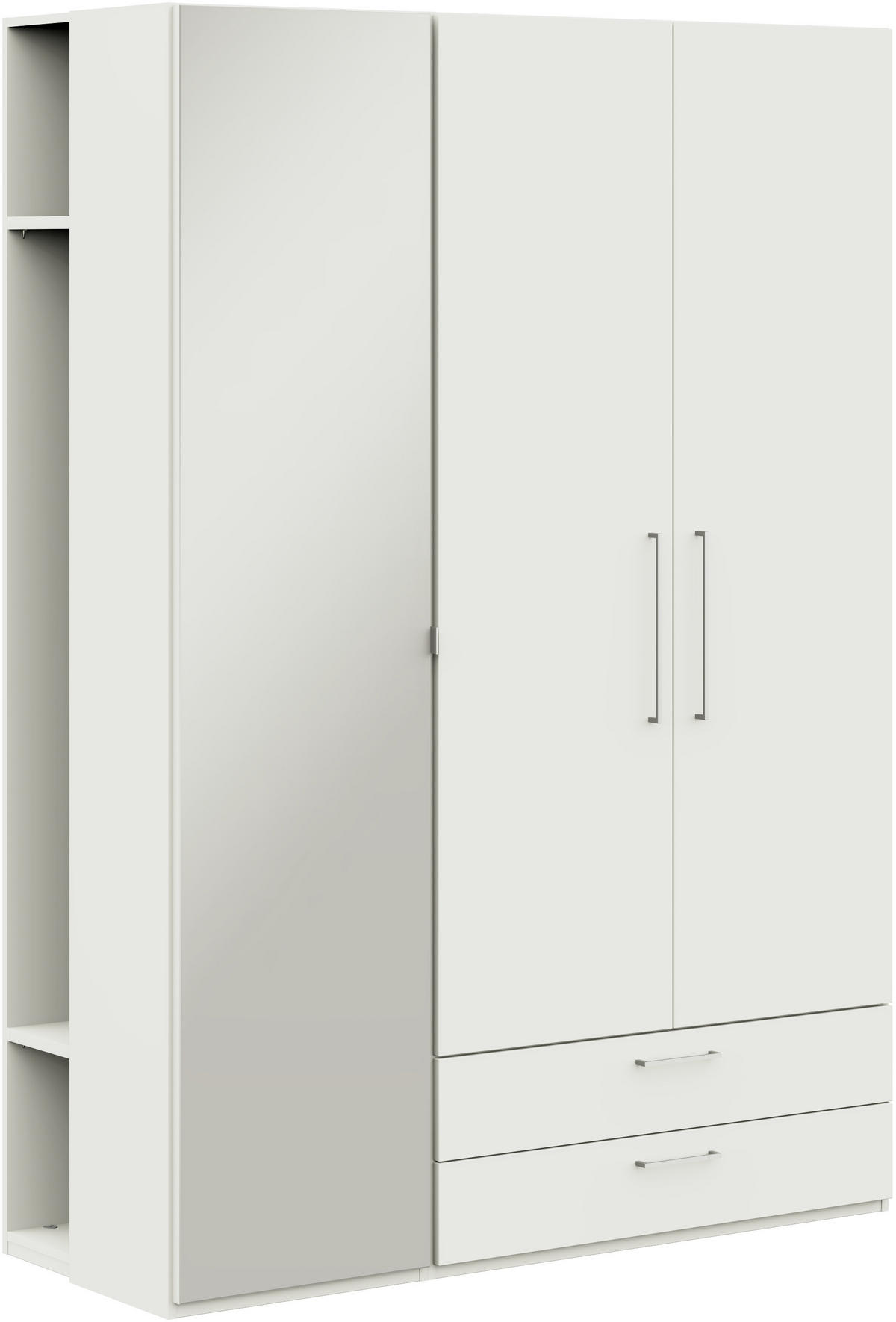 KLEIDERSCHRANK in Weiss  - Weiss/Edelstahlfarben, Design, Glas/Holzwerkstoff (152,6/213,6/59,3cm) - Cantus