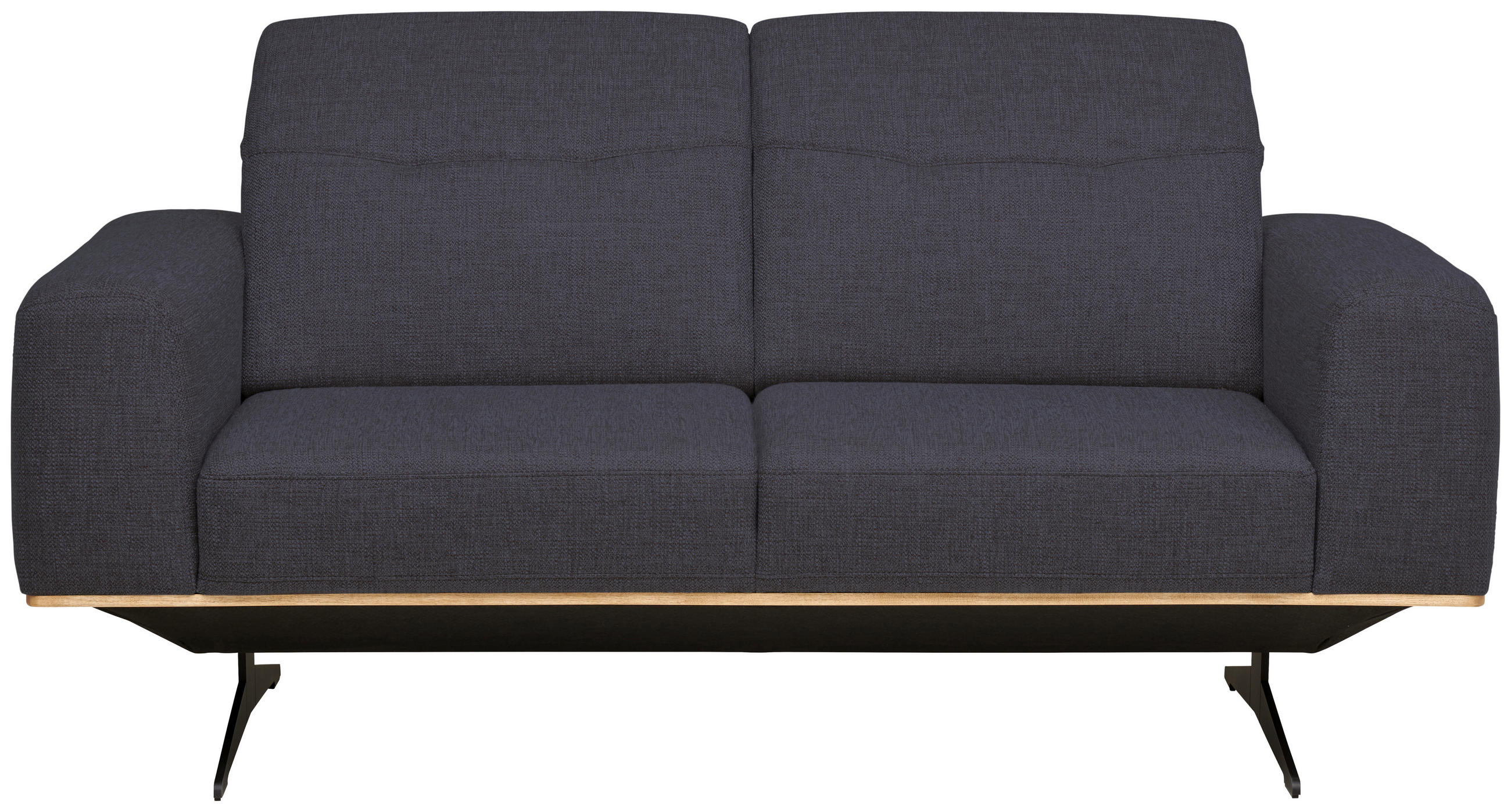 2-SITZER-SOFA in Struktur Dunkelblau  - Schwarz/Dunkelblau, Design, Textil/Metall (174/76-97/102cm) - Novel