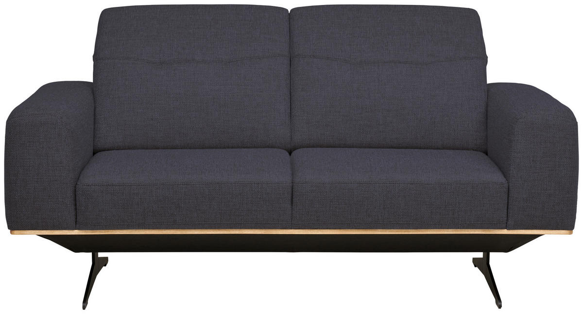 2-SITZER-SOFA in Struktur Dunkelblau  - Schwarz/Dunkelblau, Design, Textil/Metall (174/76-97/102cm) - Novel