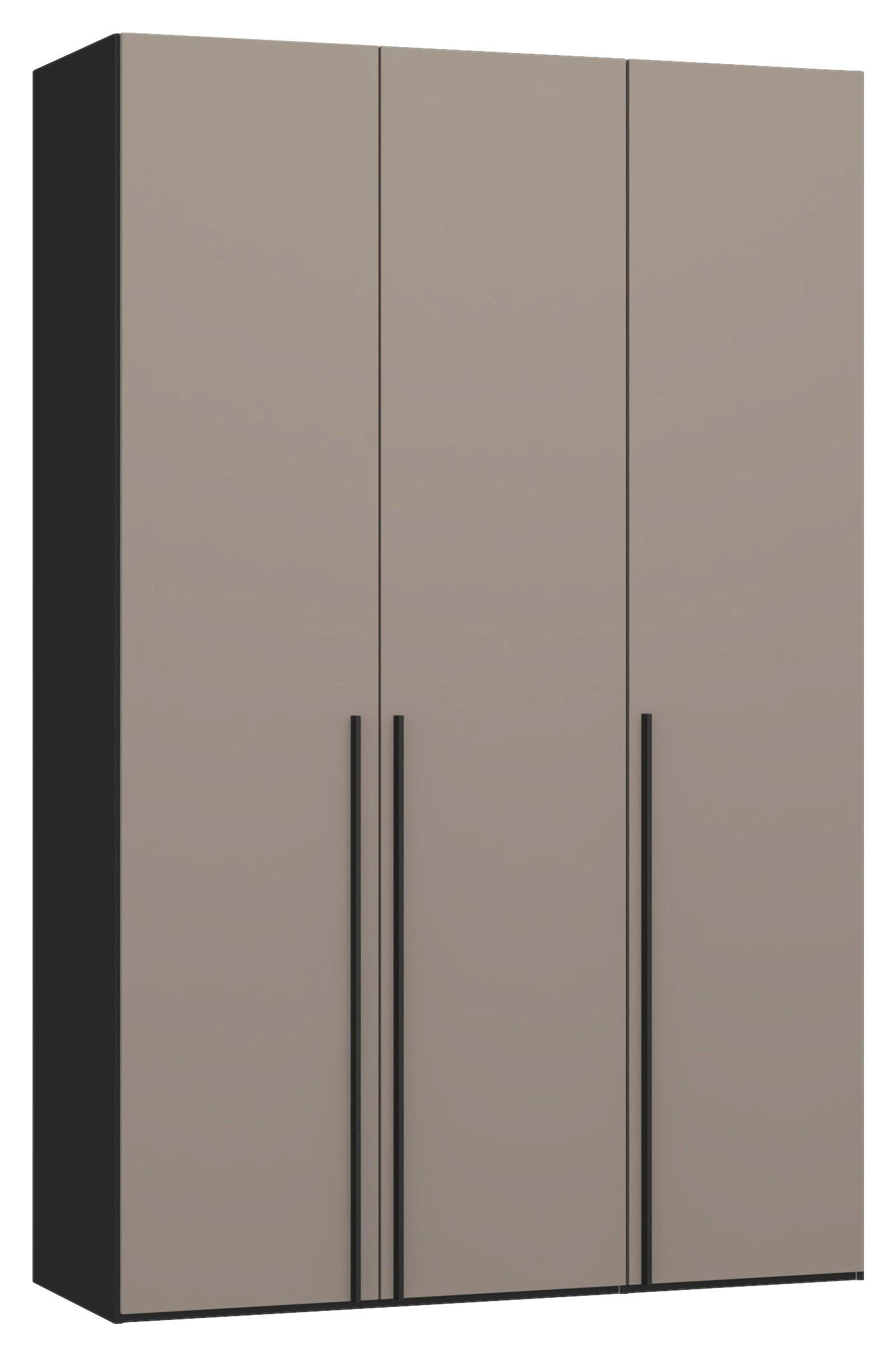 DREHTÜRENSCHRANK 152/236/59 cm,  in Schwarz, Hellbraun, 3-türig  - Hellbraun/Schwarz, Design, Glas/Holzwerkstoff (152/236/59cm) - Jutzler