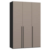 DREHTÜRENSCHRANK 152/236/59 cm,  in Schwarz, Hellbraun, 3-türig  - Hellbraun/Schwarz, Design, Glas/Holzwerkstoff (152/236/59cm) - Jutzler