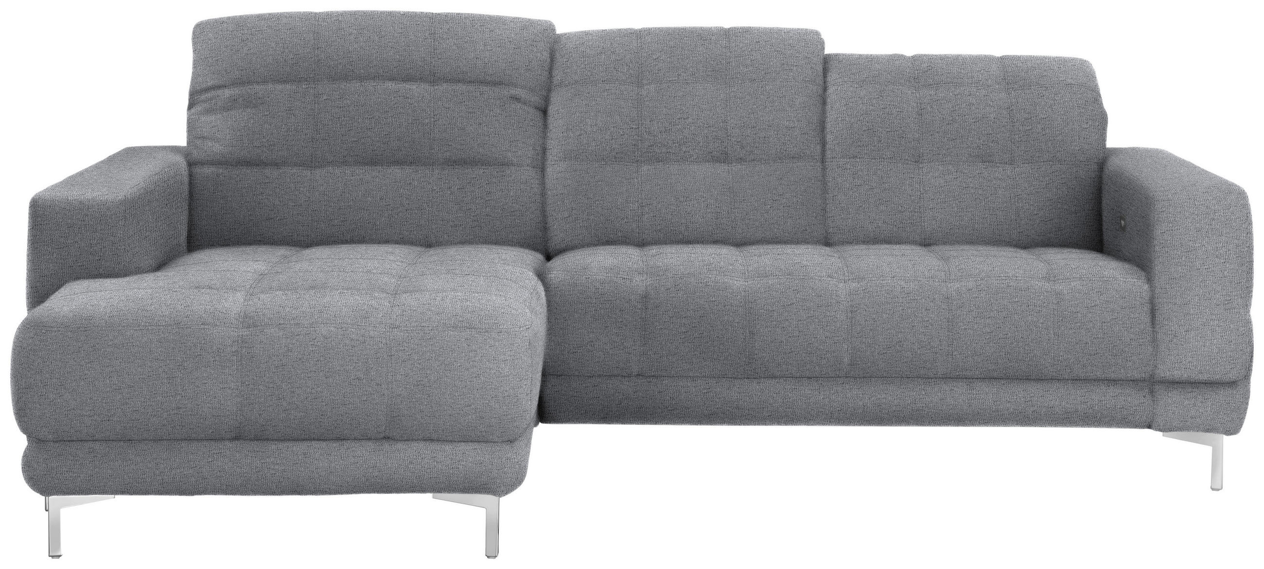 ECKSOFA in Webstoff Grau  - Chromfarben/Grau, Design, Textil/Metall (187/260cm) - Xora