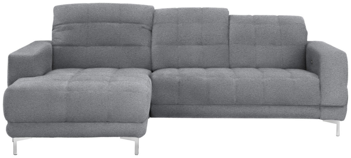 ECKSOFA in Webstoff Grau  - Chromfarben/Grau, Design, Textil/Metall (187/260cm) - Xora