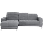 ECKSOFA in Webstoff Grau  187/260 cm  - Chromfarben/Grau, Design, Textil/Metall (187/260cm) - Xora