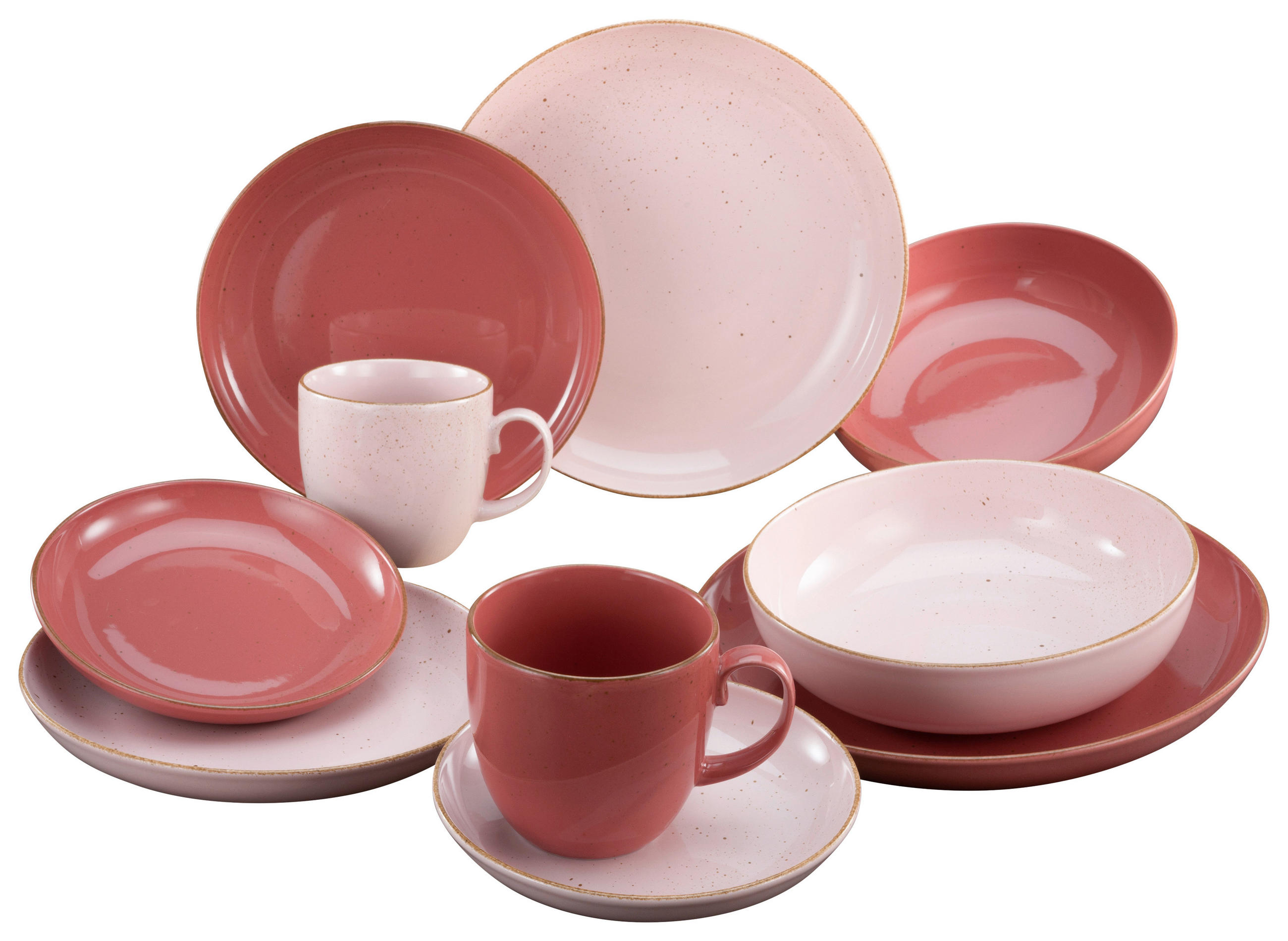 KOMBISERVICE Rosa, Rotbraun Allround Giardino 10-teilig 2 Personen  - Rotbraun/Rosa, KONVENTIONELL, Keramik (37,5/23/30,5cm) - Creatable
