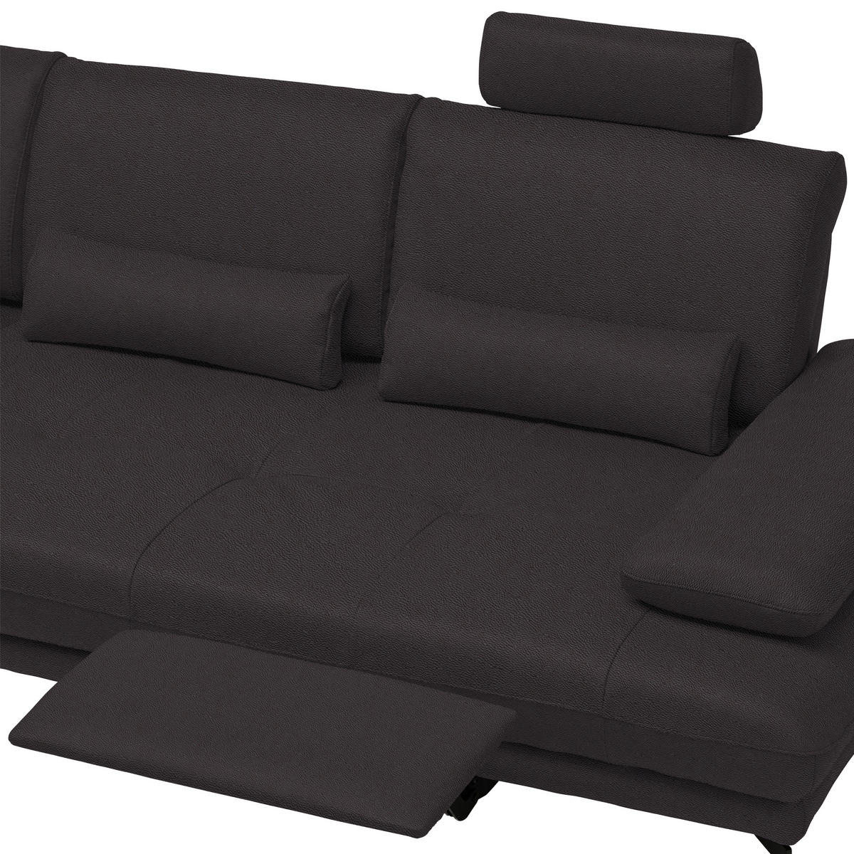 ECKSOFA Dunkelbraun Echtleder  - Dunkelbraun/Schwarz, Design, Leder/Metall (187/273cm) - Celina Home