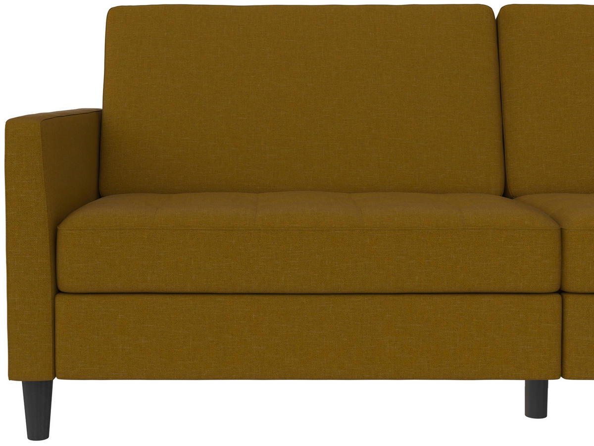 SCHLAFSOFA Webstoff, Leinenoptik Currygelb  - Currygelb/Schwarz, Basics, Kunststoff/Textil (207/86/86cm) - Livetastic
